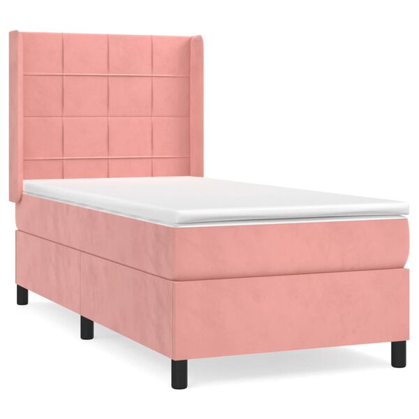 vidaXL Cama com molas/colch&atilde;o 80x200 cm veludo rosa