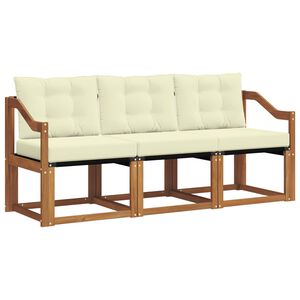 vidaXL Conjunto de Sof&aacute;s para Exterior 3 unid. Natural e Creme