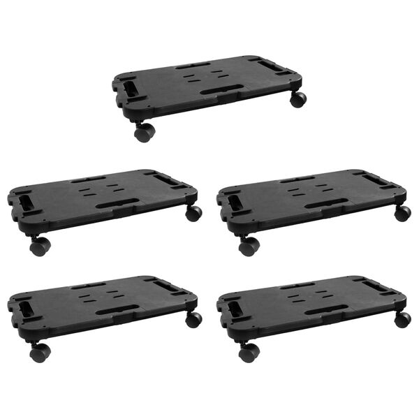 vidaXL Carrinhos de transporte 5 pcs 200 kg polipropileno preto