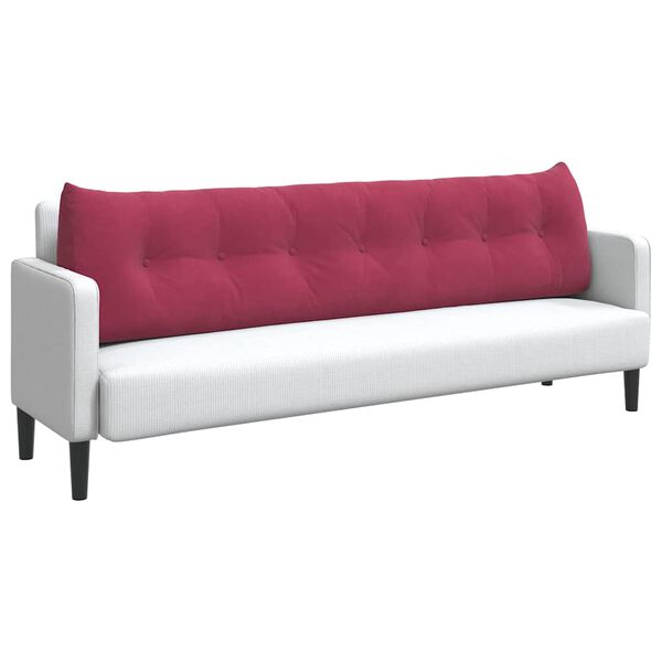 vidaXL Travesseiro para Costas Vinho Vermelho 200 x 24 x 50 cm Veludo