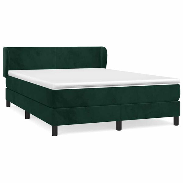 vidaXL Cama com molas/colch&atilde;o 140x200 cm veludo verde-escuro