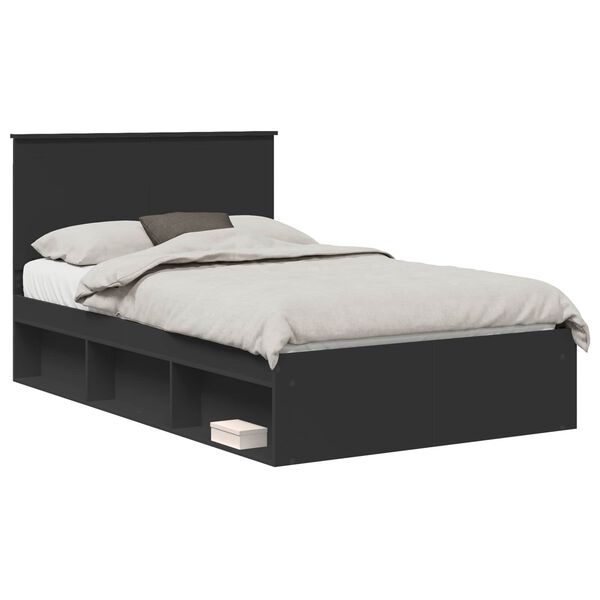 vidaXL Estrutura da Cama Preto 120 x 190 cm Madeira de Pinheiro S&oacute;lida