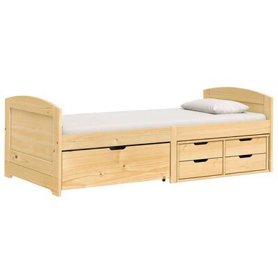 vidaXL Sofá-cama com 5 gavetas 90x200 cm madeira de pinho maciça IRUN