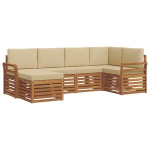 vidaXL Conjunto de Sof&aacute; Sectional com almofada 6 pcs Natural e Bege