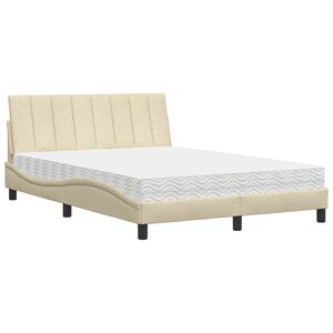 vidaXL Cama com colch&atilde;o Hanko 140x190 cm tecido cor creme
