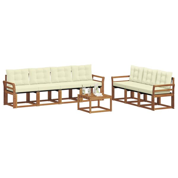 vidaXL Conjunto de Sof&aacute;s para Exterior 8 pcs Natural e Creme