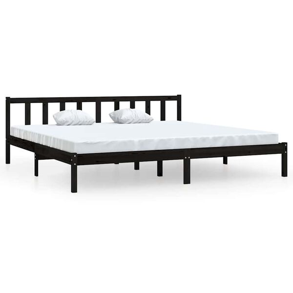 vidaXL Estrutura de cama 200x200 cm madeira de pinho maciça preto