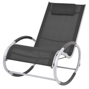 vidaXL Cadeira de baloi&ccedil;o para jardim textilene preto