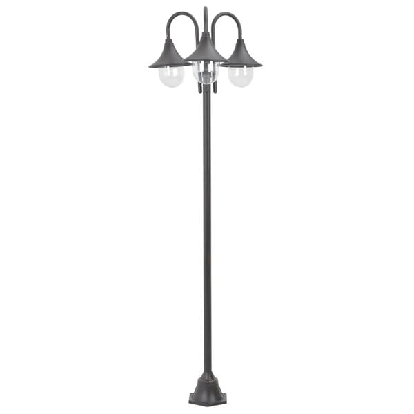 vidaXL Candeeiro de pé p/ jardim c/ 3 braços E27 220cm alumínio bronze