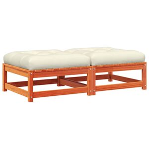 vidaXL Apoios p&eacute;s jardim c/ almofad&otilde;es 2 pcs pinho maci&ccedil;o castanho-mel
