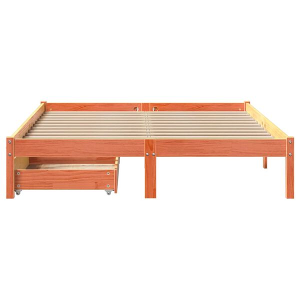 vidaXL Cama sem colch&atilde;o 135x190 cm madeira pinho maci&ccedil;a castanho-mel