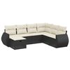 vidaXL 7 pcs conjunto de sof&aacute;s p/ jardim c/ almofad&otilde;es vime PE preto