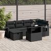 vidaXL 7 pcs conjunto de sof&aacute;s p/ jardim c/ almofad&otilde;es vime PE preto