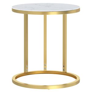 vidaXL Mesa de apoio 45 cm dourada e vidro temperado branco m&aacute;rmore