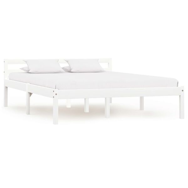 vidaXL Estrutura de cama 140x200 cm madeira pinho maci&ccedil;o branco