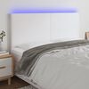 vidaXL Cabeceira cama c/ LED couro artificial 200x5x118/128 cm branco