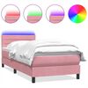 vidaXL Cama box spring c/ colch&atilde;o e LED rosa 80x210 cm veludo