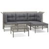 vidaXL 5 pcs conjunto lounge de jardim c/ almofad&otilde;es vime PE cinzento