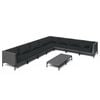 vidaXL 9 pcs conj. lounge jardim c/ almofad&otilde;es vime PE cinzento-escuro