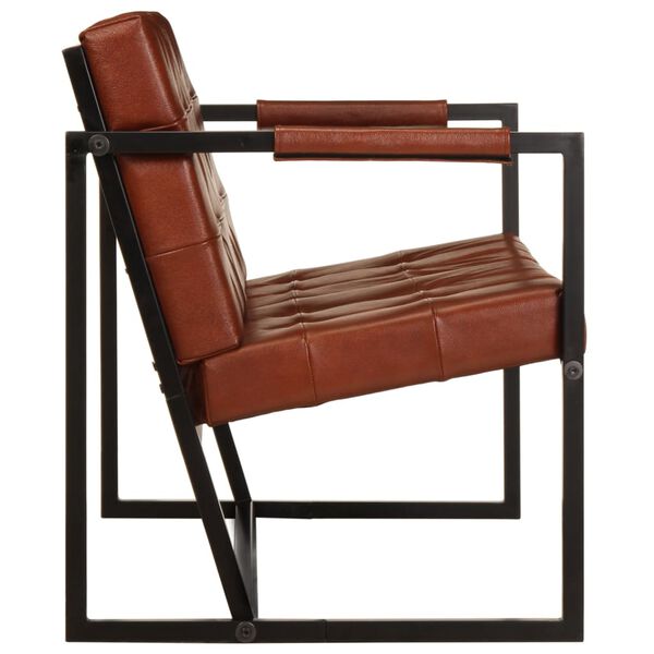 vidaXL Sof&aacute; de 2 lugares couro de cabra genu&iacute;no castanho