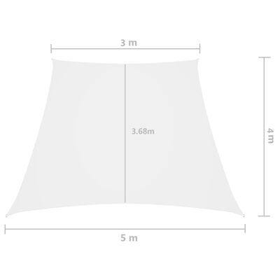 vidaXL Para-sol estilo vela tecido oxford trapézio 3/5x4 m branco