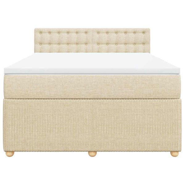vidaXL Cama com molas/colch&atilde;o 140x190 cm tecido cor creme