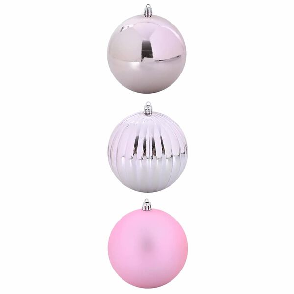 vidaXL Conjunto de Bolas de Natal XXL 3 pcs Rosa Pl&aacute;stico