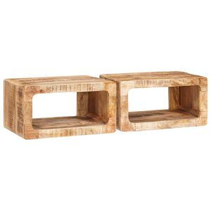 vidaXL Mesa-de-cabeceira 2 pcs Castanho Madeira de manga maci&ccedil;a