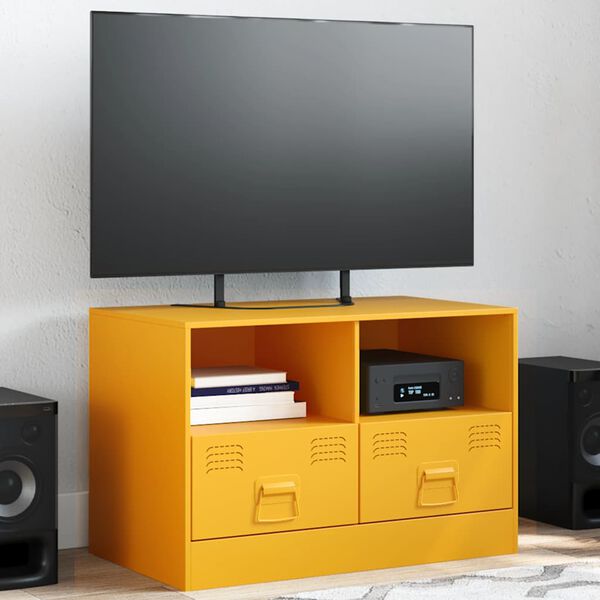 vidaXL M&oacute;vel de TV 67x39x44 cm a&ccedil;o amarelo mostarda