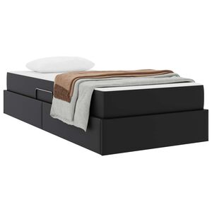 vidaXL Cama com arruma&ccedil;&atilde;o e colch&atilde;o 2 unid. Preto Couro