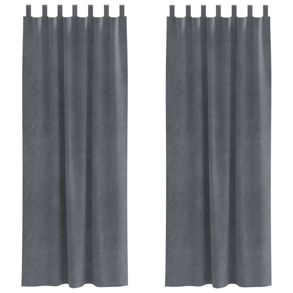 vidaXL Cortinas opacas 2 pcs Cinzento-claro 140 x 245 cm Veludo
