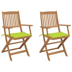vidaXL Cadeiras de jardim dobr&aacute;veis c/ almofad&otilde;es 2 pcs ac&aacute;cia maci&ccedil;a