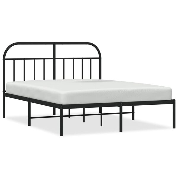 vidaXL Estrutura de cama com cabeceira 140x200 cm metal preto