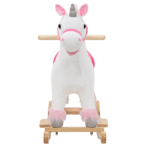 vidaXL Animal de baloi&ccedil;ar unic&oacute;rnio pel&uacute;cia 65x32x58 cm branco e rosa