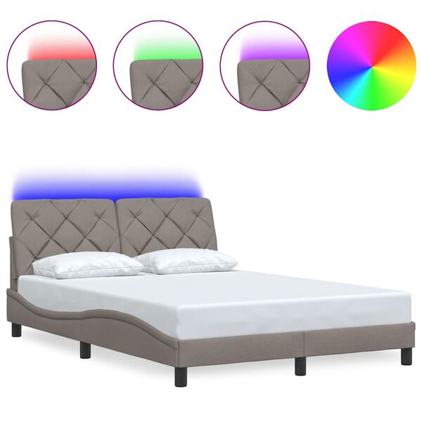 vidaXL Estrutura de cama com LED sem colch&atilde;o 140x200 cm tecido