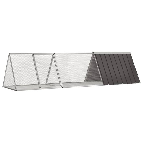 vidaXL Gaiola para coelhos Antracite 302,5x80,5x71 cm A&ccedil;o galvanizado