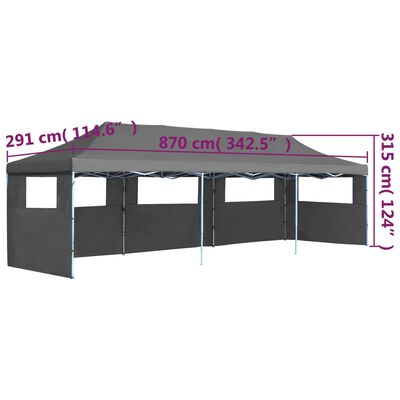 vidaXL Tenda para festas pop-up dobrável c/ 5 paredes 3x9 m antracite