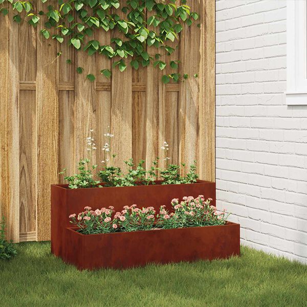 vidaXL Vaso de Jardim Ferro Enferrujado 100 x 60 x 45 cm