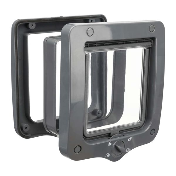 TRIXIE Porta com aba para gatos 4 sentidos com 2 túneis cinzento