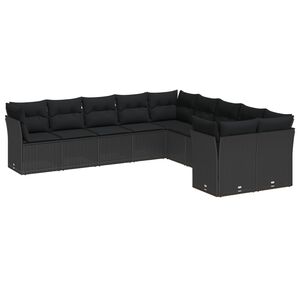 vidaXL Conjunto de Sof&aacute; de Jardim com almofada 13 pcs Preto vime PE