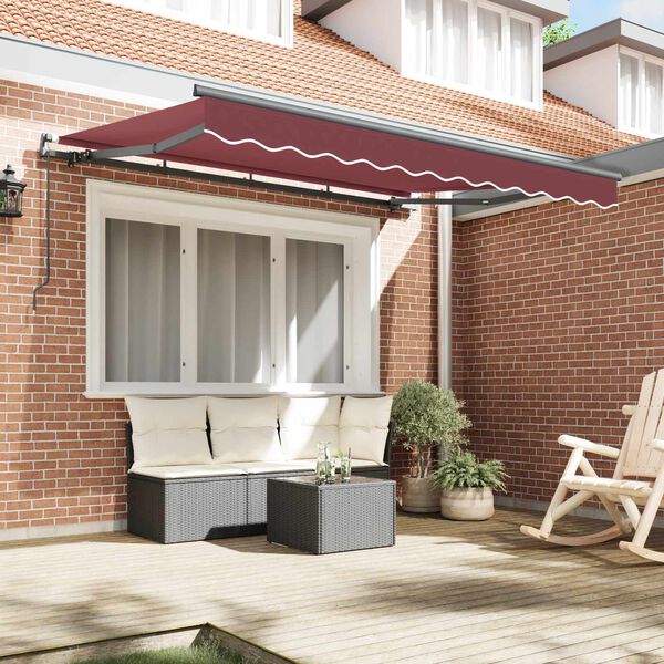 vidaXL Toldo Retr&aacute;til Manual Borgonha 300 x 200 cm tecido