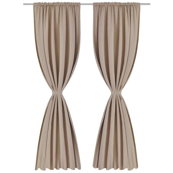 Cortinas opacas + barra de franzir 2 pcs 135 x 245 cm creme