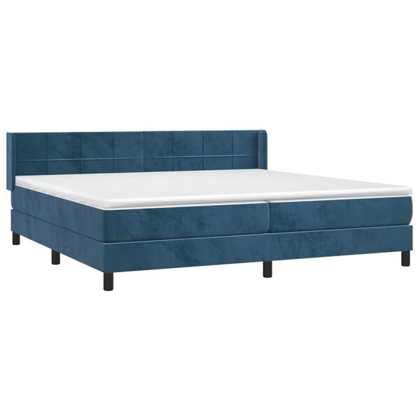 vidaXL Cama com molas/colch&atilde;o 200x200 cm veludo azul-escuro