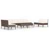 vidaXL 10 pcs conjunto lounge jardim c/ almofad&otilde;es vime PE castanho