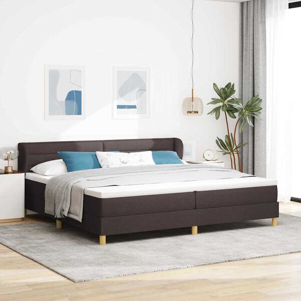 vidaXL Cama Box com colch&atilde;o Marrom Escuro 200 x 200 cm tecido