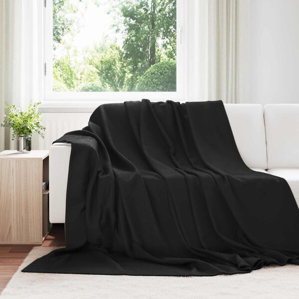vidaXL Cobertor Preto 240 x 220 cm L&atilde;