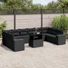 vidaXL 11 pcs conjunto sof&aacute;s de jardim c/ almofad&otilde;es vime PE preto