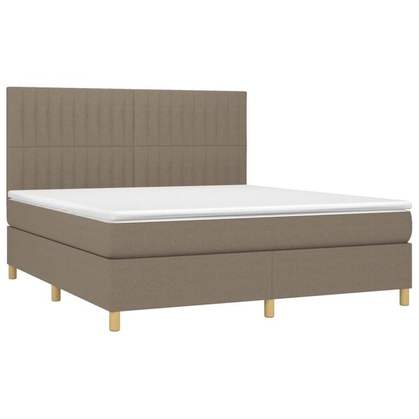 vidaXL Cama box spring colch&atilde;o/LED 180x200cm tecido cinza-acastanhado