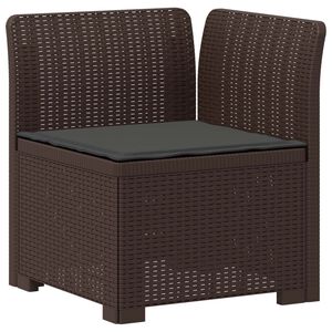 vidaXL Sof&aacute; de Jardim 1 Lugar com Almofada Look Rattan PP Castanho