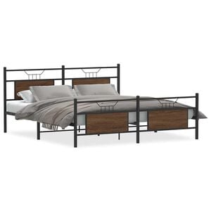 vidaXL Estrutura cama sem colch&atilde;o 160x200 cm metal carvalho castanho